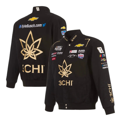 Men's Kyle Busch JH Design Black 3Chi Twill Uniform Full-Snap Jacket