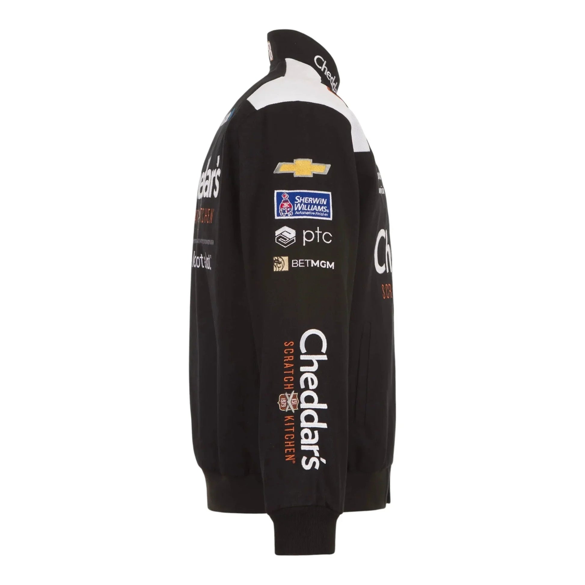 Men's Kyle Busch JH Design Black Cheddar's Twill Uniform Full-Snap Jacket