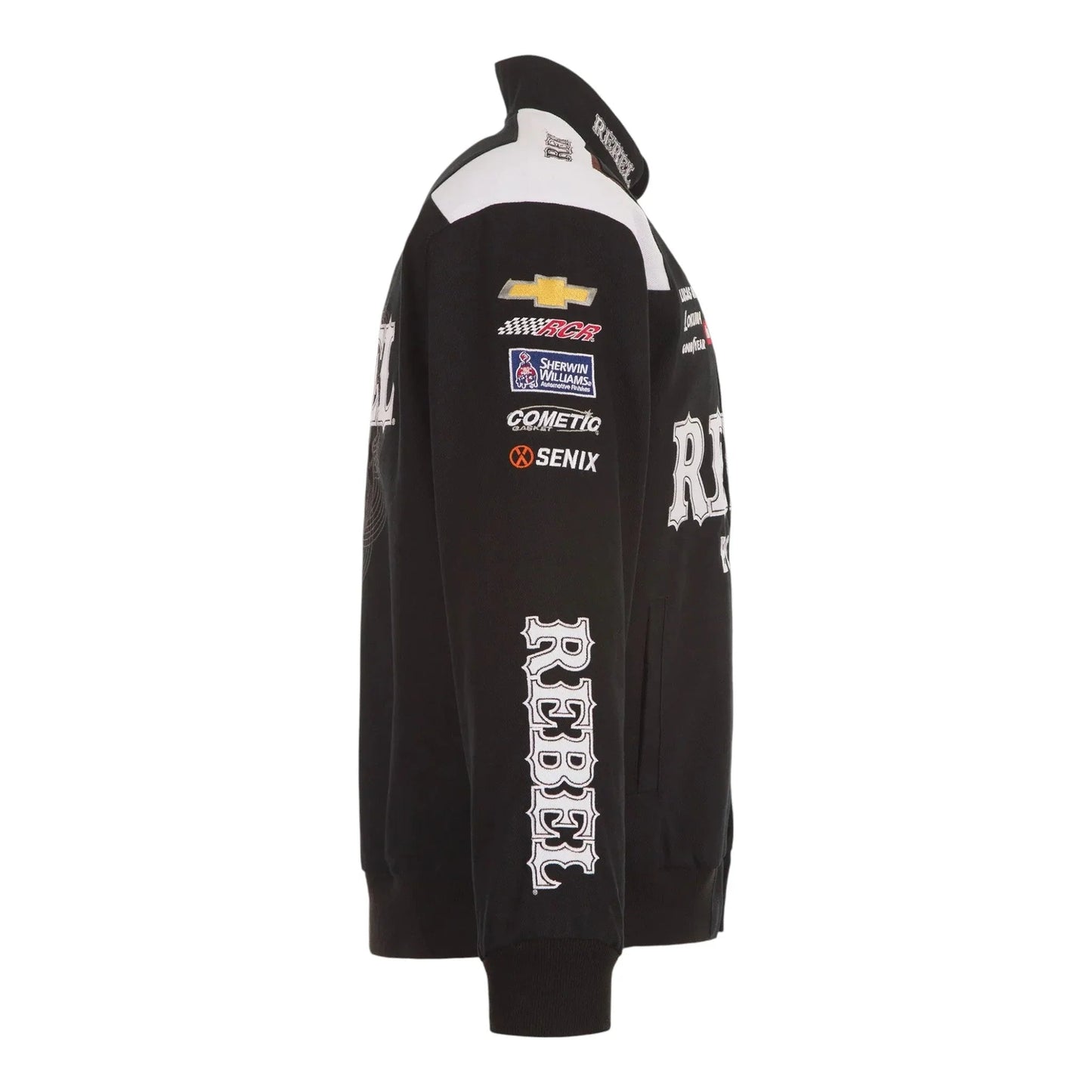 Men's Kyle Busch JH Design Black REBEL Bourbon Twill Driver Uniform Full-Snap Jacket