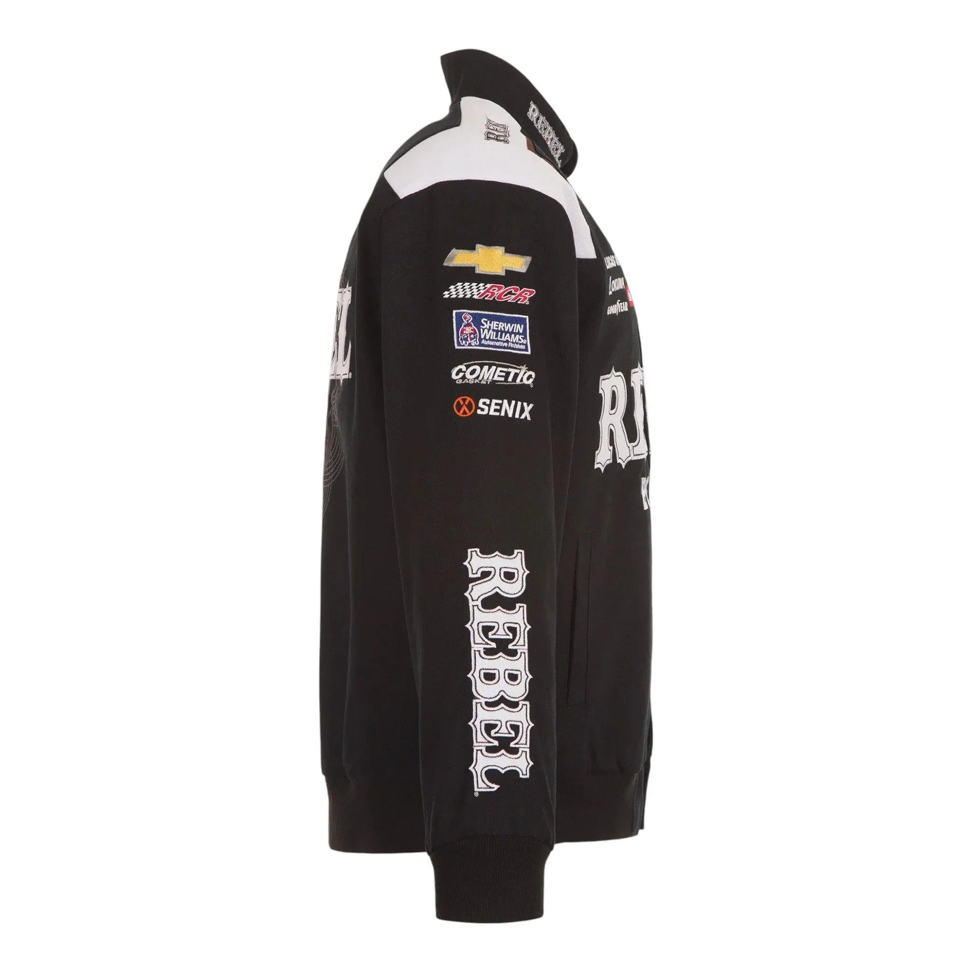 Men's Kyle Busch JH Design Black REBEL Bourbon Twill Driver Uniform Full-Snap Jacket