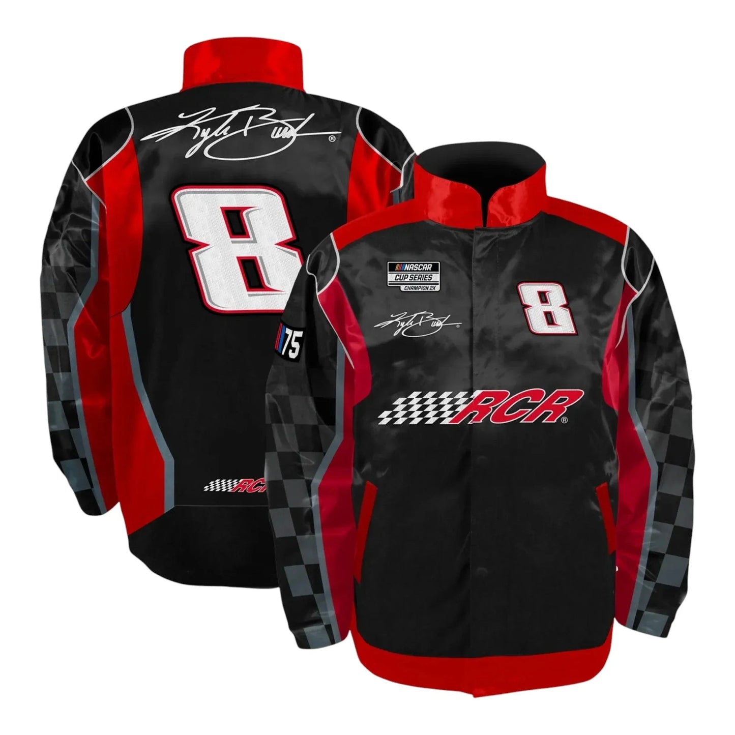 Men's Kyle Busch Richard Childress Racing Team Collection Black/Red Nylon Uniform Full-Snap Jacket