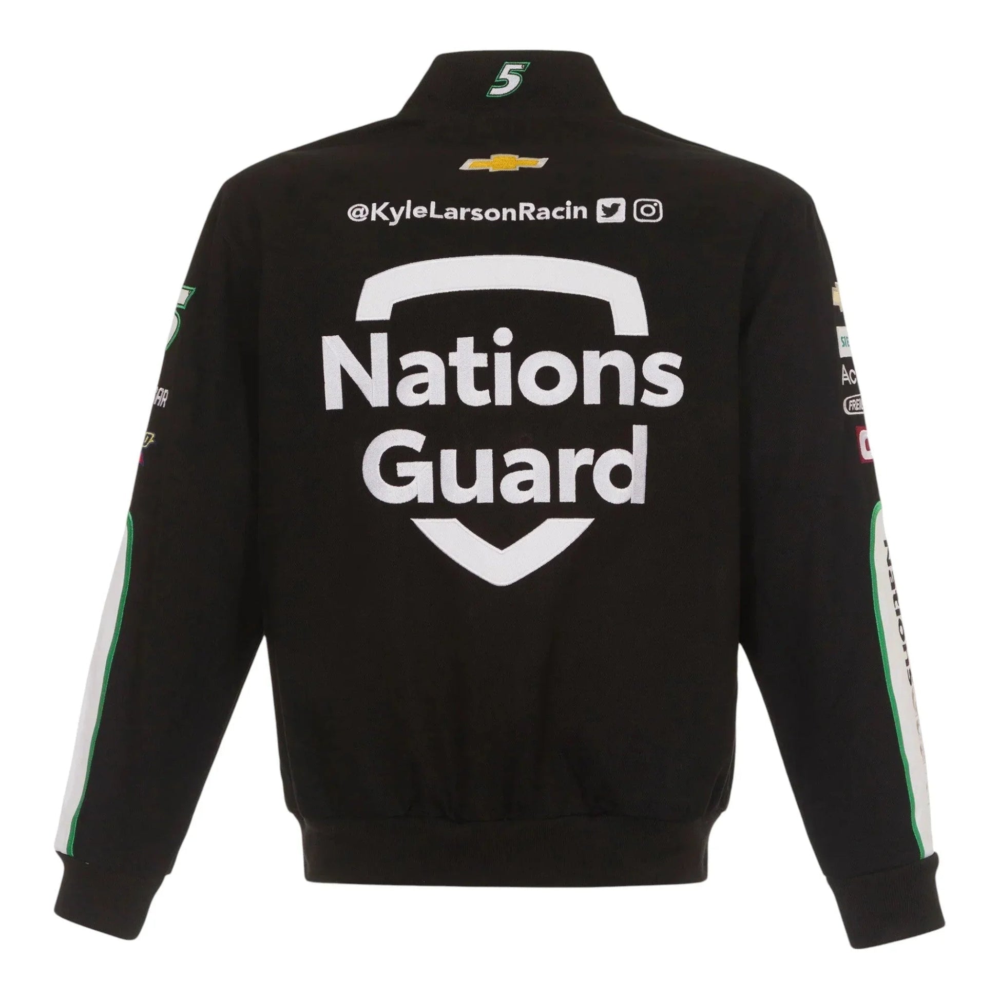 Men's Kyle Larson JH Design Black Nations Guard Twill Uniform Full-Snap Jacket