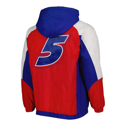 Men's Kyle Larson Starter Royal/Red The Body Check Half-Snap Pullover Jacket