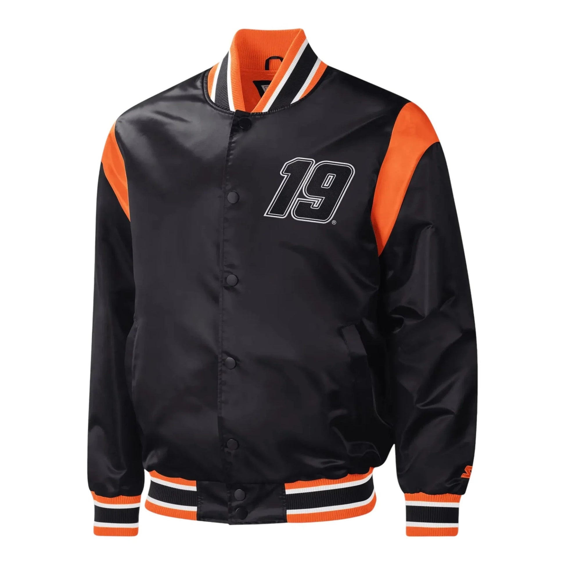 Men's Martin Truex Jr Starter Black Force Play Full-Snap Varsity Jacket