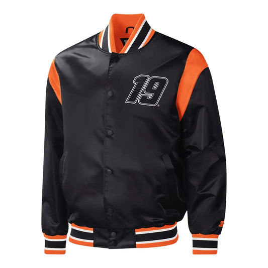 Men's Martin Truex Jr Starter Black Force Play Full-Snap Varsity Jacket
