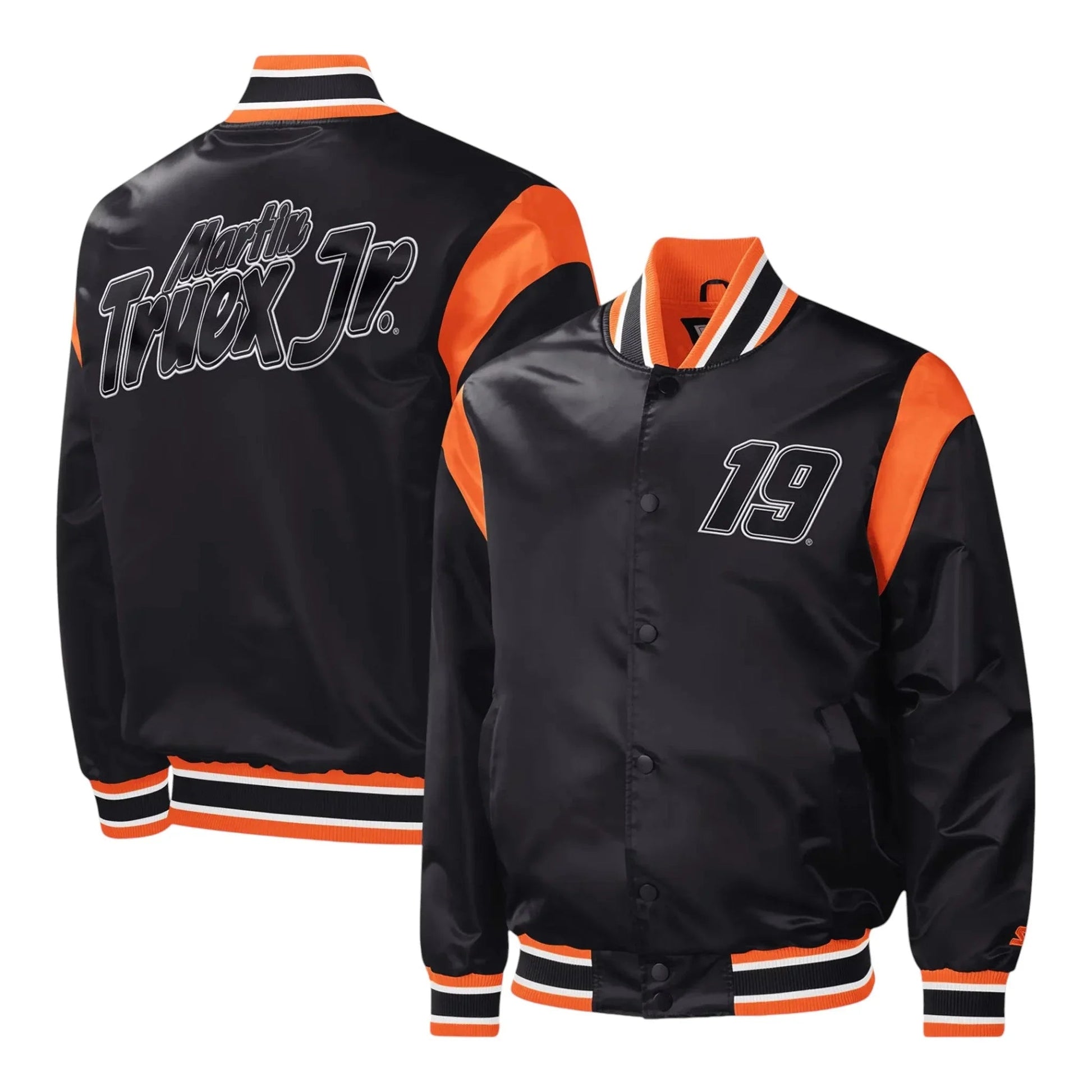 Men's Martin Truex Jr Starter Black Force Play Full-Snap Varsity Jacket