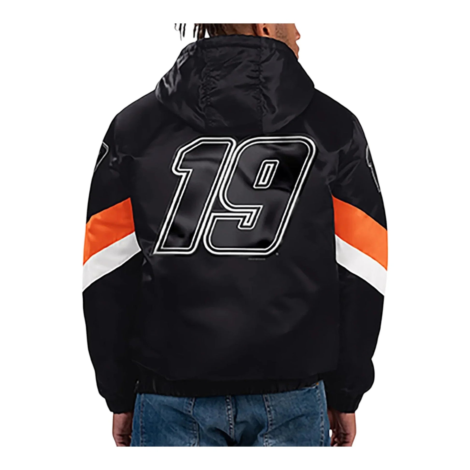 Men's Martin Truex Jr Starter Black Home Team Satin Half-Zip Hoodie Jacket