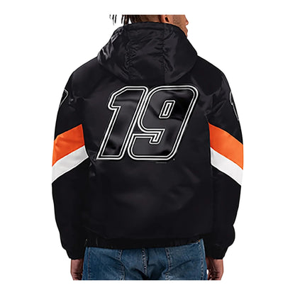 Men's Martin Truex Jr Starter Black Home Team Satin Half-Zip Hoodie Jacket