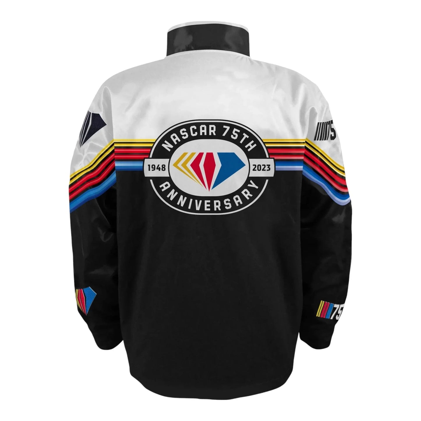 Men's NASCAR Checkered Flag Black 75th Anniversary Nylon Full-Snap Jacket