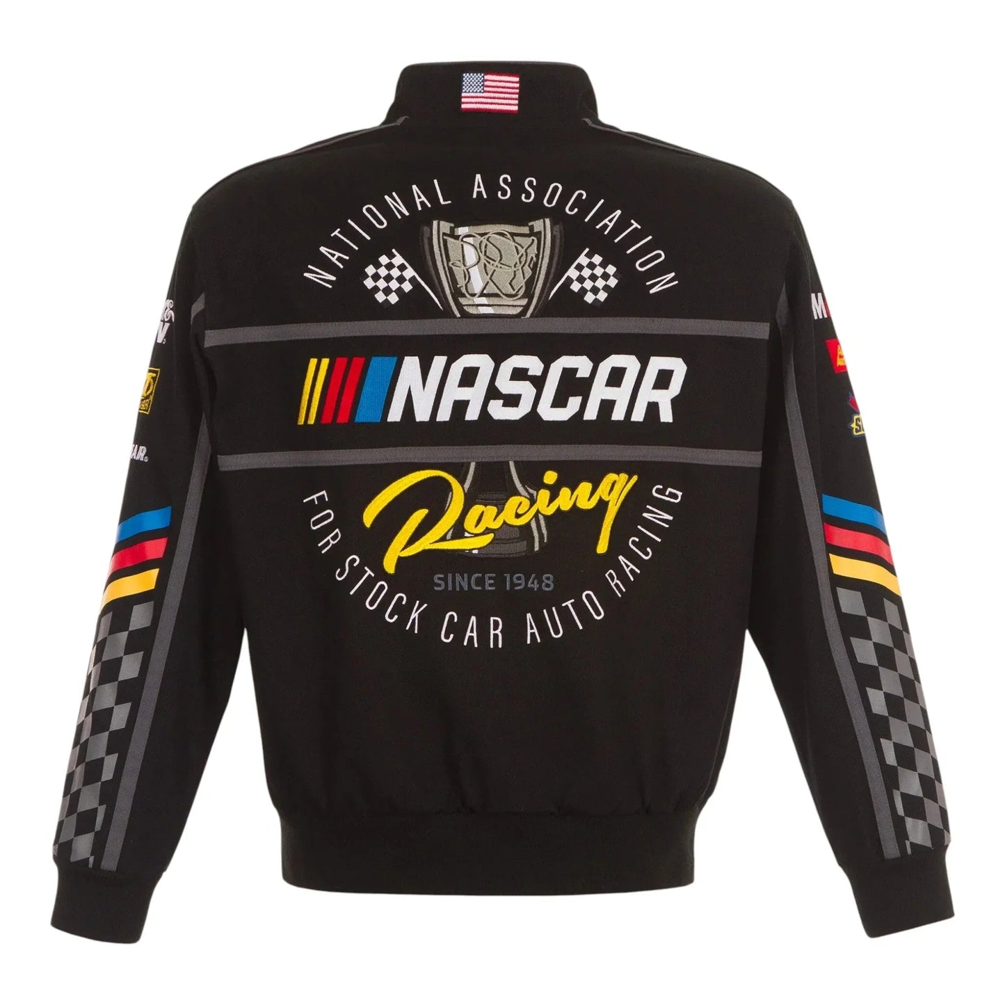 Men's NASCAR JH Design Black Twill Driver Uniform Full-Snap Jacket