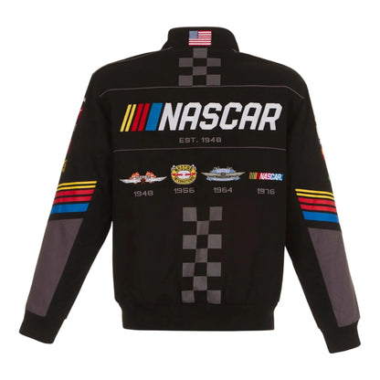 Men's NASCAR JH Design Black Twill Logo Uniform Full-Snap Jacket