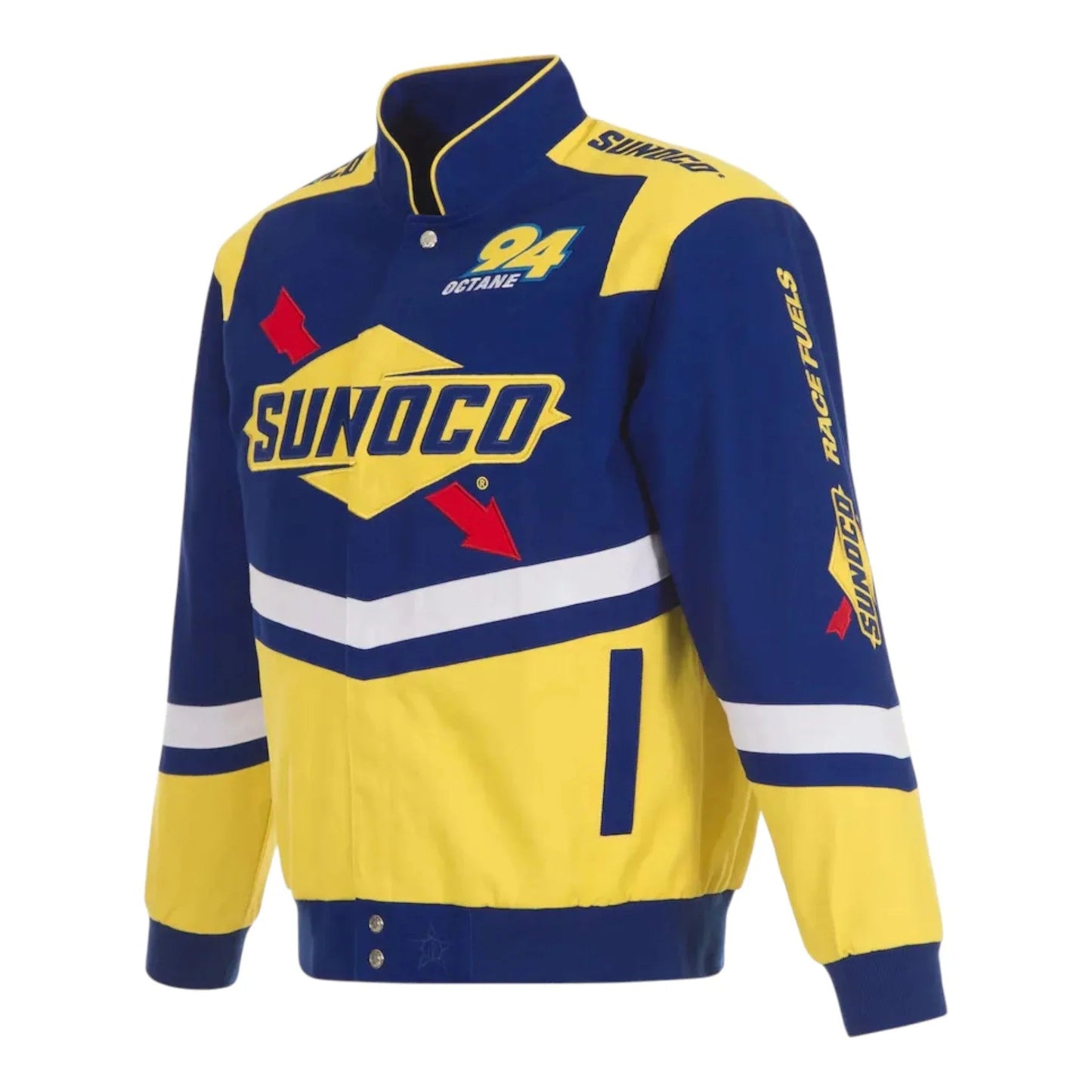 Men's NASCAR JH Design Royal/Yellow Sunoco Full-Snap Twill Uniform Jacket