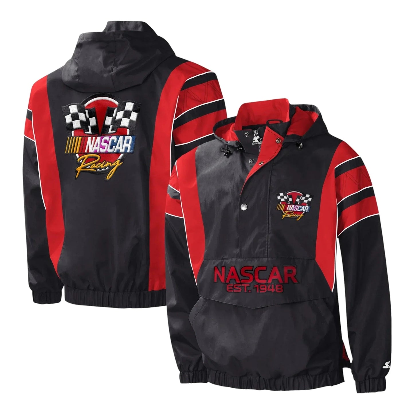 Men's NASCAR Starter Black/Red Impact Half-Snap Pullover Jacket