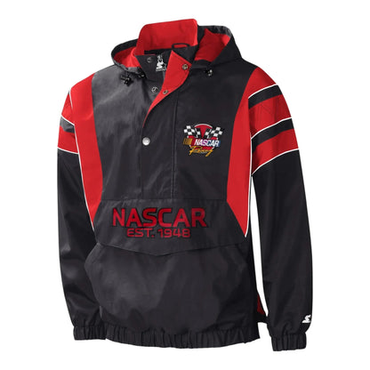 Men's NASCAR Starter Black/Red Impact Half-Snap Pullover Jacket