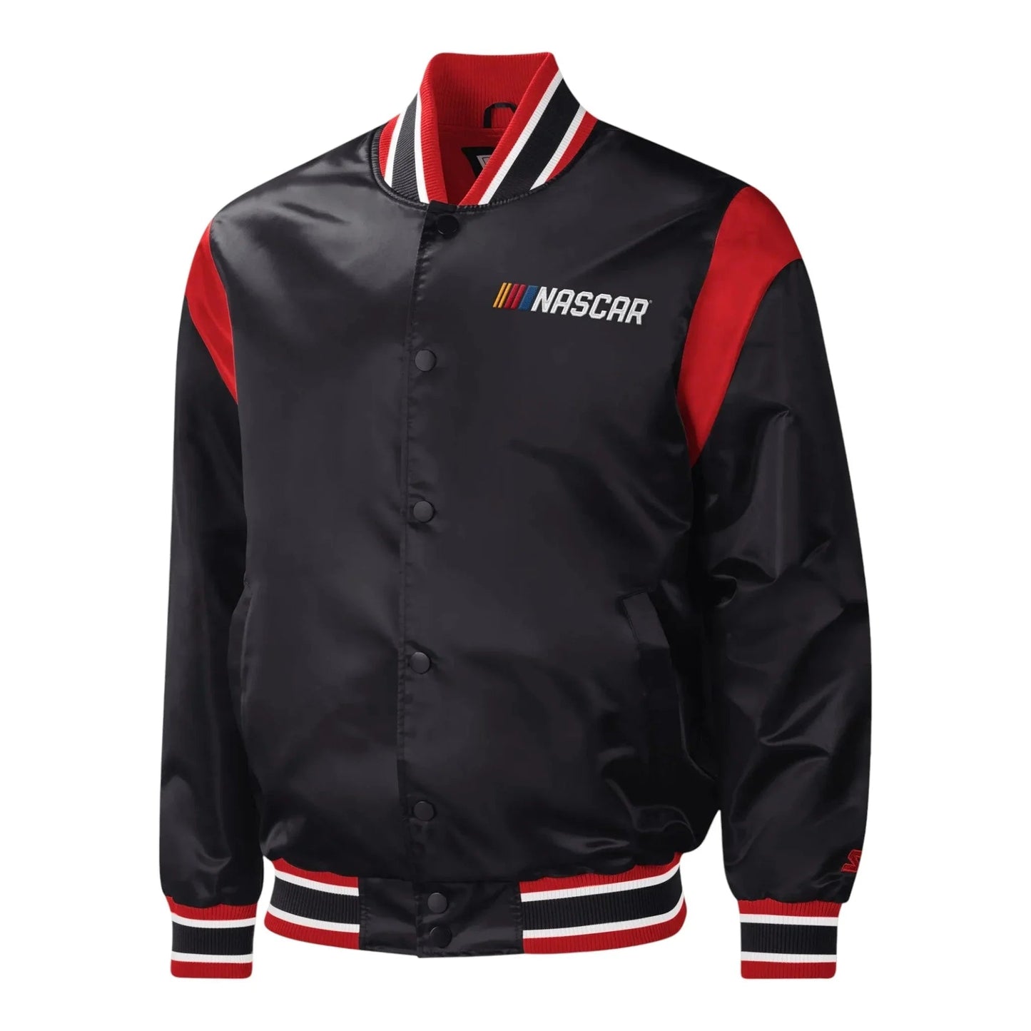 Men's NASCAR Starter Black Force Play Full-Snap Varsity Jacket