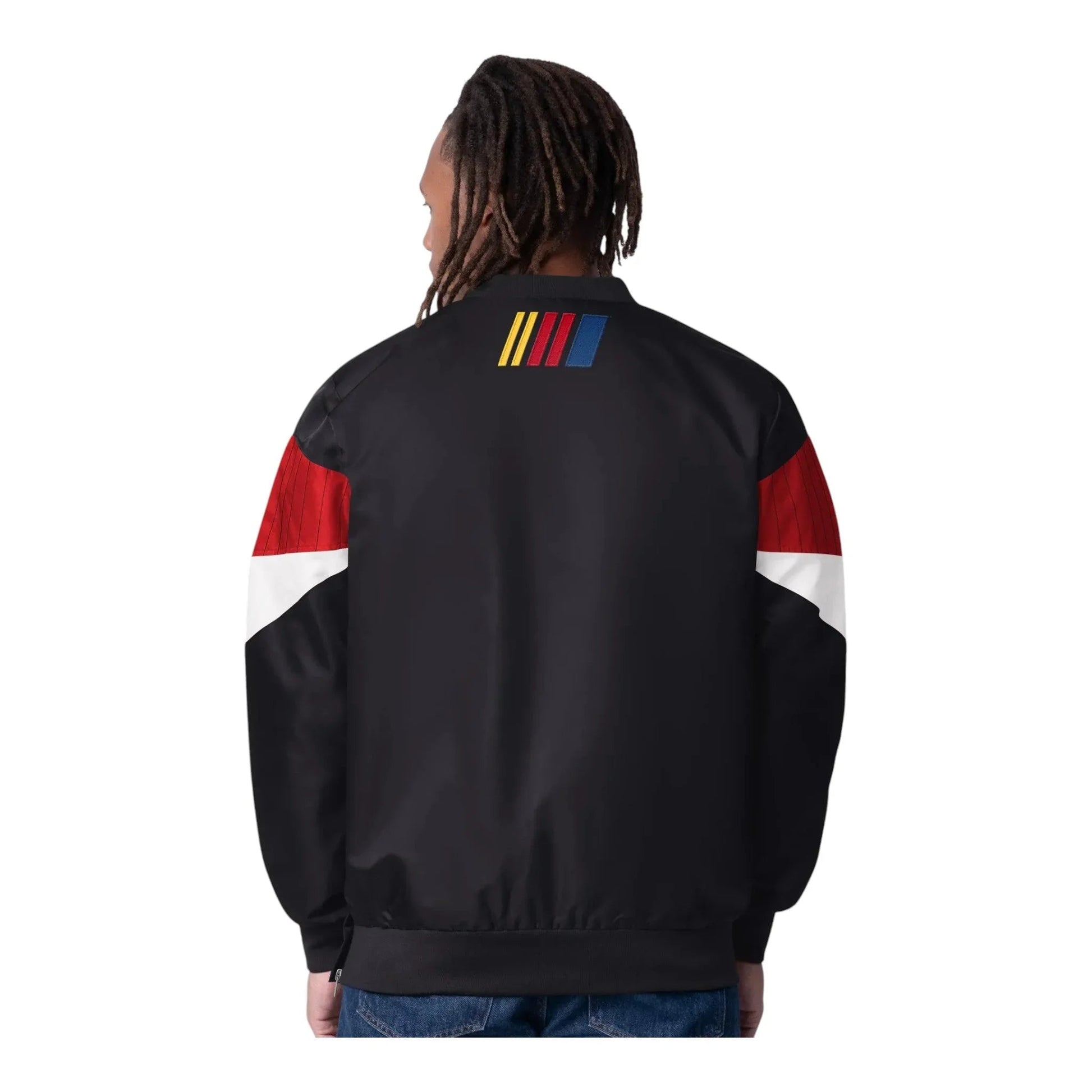 Men's NASCAR Starter Black Striker I V-Neck Pullover Jacket