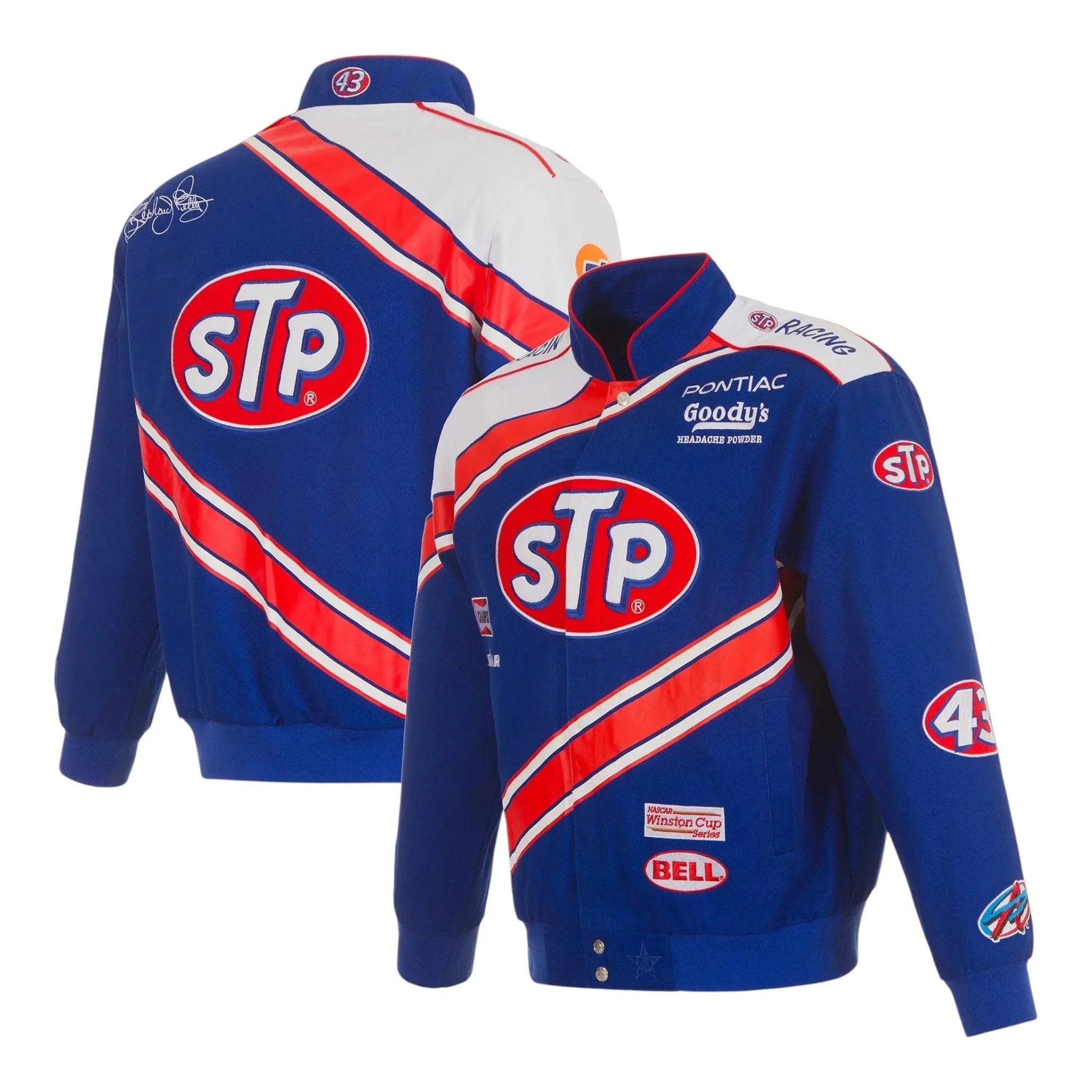 Men's Richard Petty JH Design Blue/White STP Full-Snap Twill Uniform Jacket