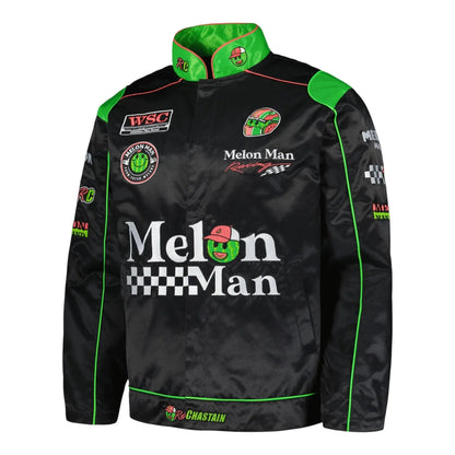 Men's Ross Chastain Checkered Flag Sports Black Melon Man Racing Full-Snap Jacket