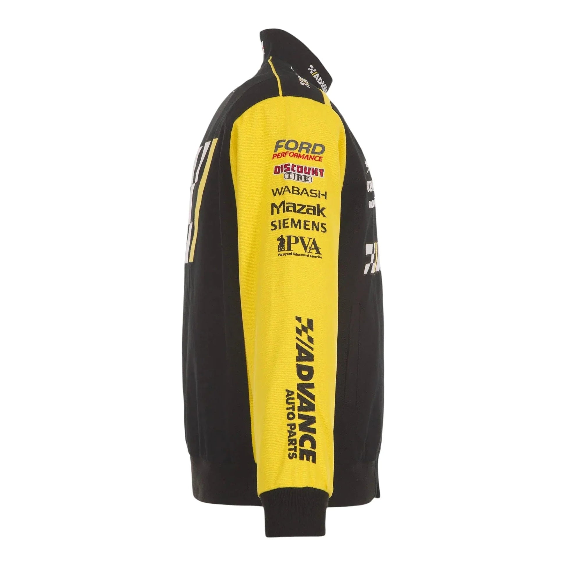 Men's Ryan Blaney JH Design Black/Yellow Advance Auto Parts Twill Driver Uniform Full-Snap Jacket