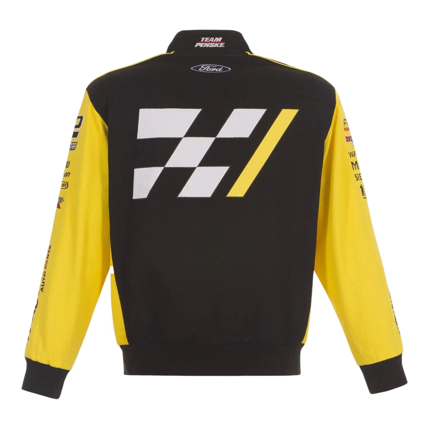 Men's Ryan Blaney JH Design Black/Yellow Advance Auto Parts Twill Driver Uniform Full-Snap Jacket