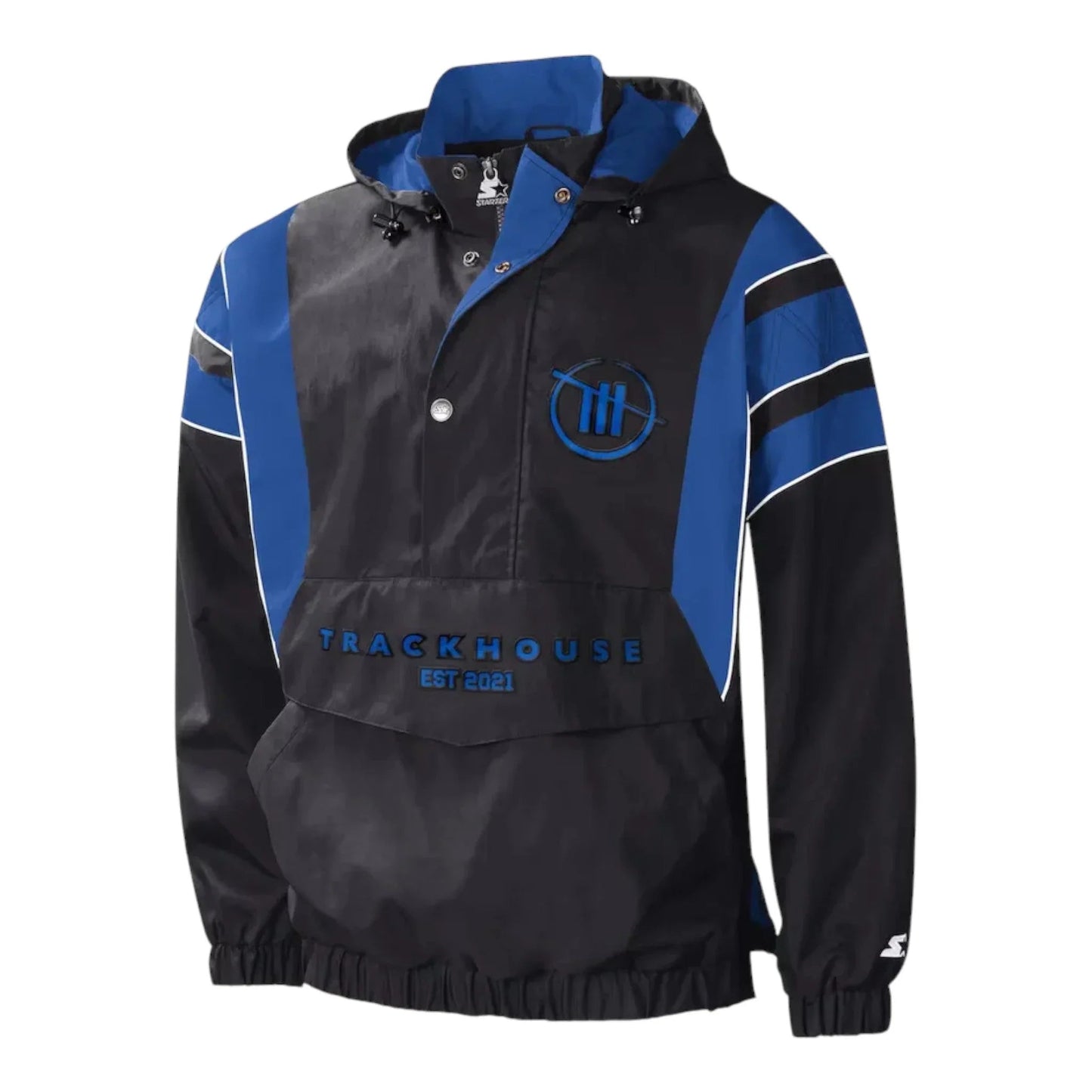 Men's TRACKHOUSE RACING Starter Black/Royal Impact Half-Snap Pullover Jacket