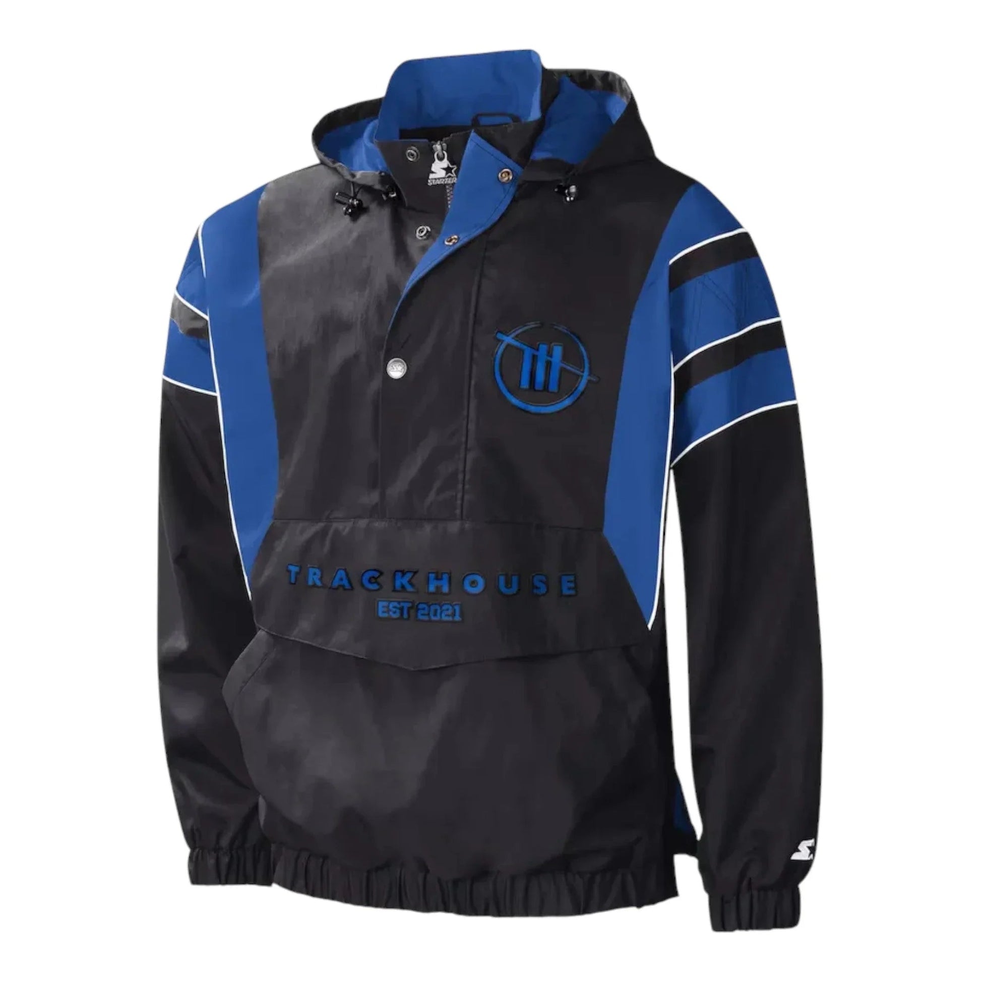 Men's TRACKHOUSE RACING Starter Black/Royal Impact Half-Snap Pullover Jacket
