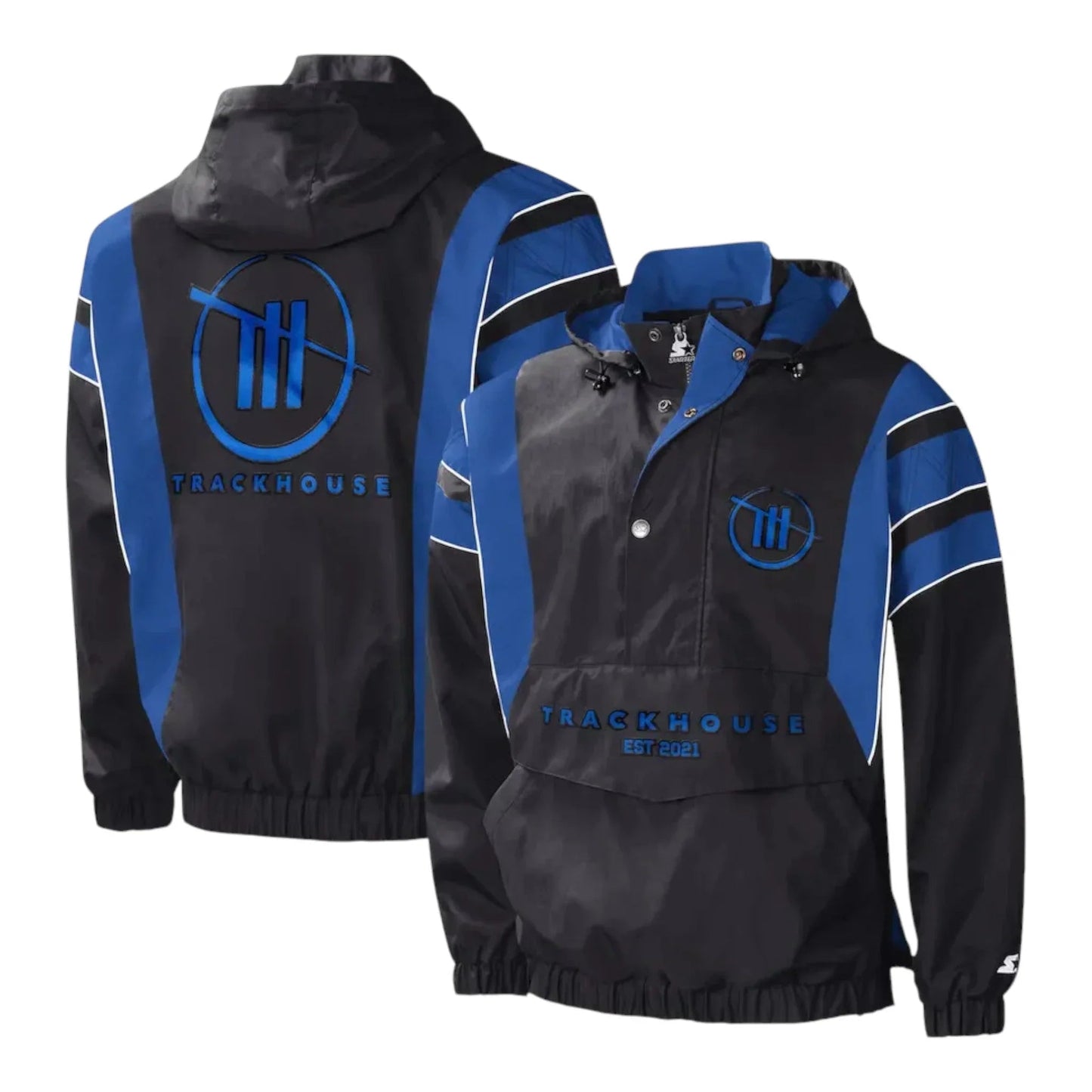 Men's TRACKHOUSE RACING Starter Black/Royal Impact Half-Snap Pullover Jacket