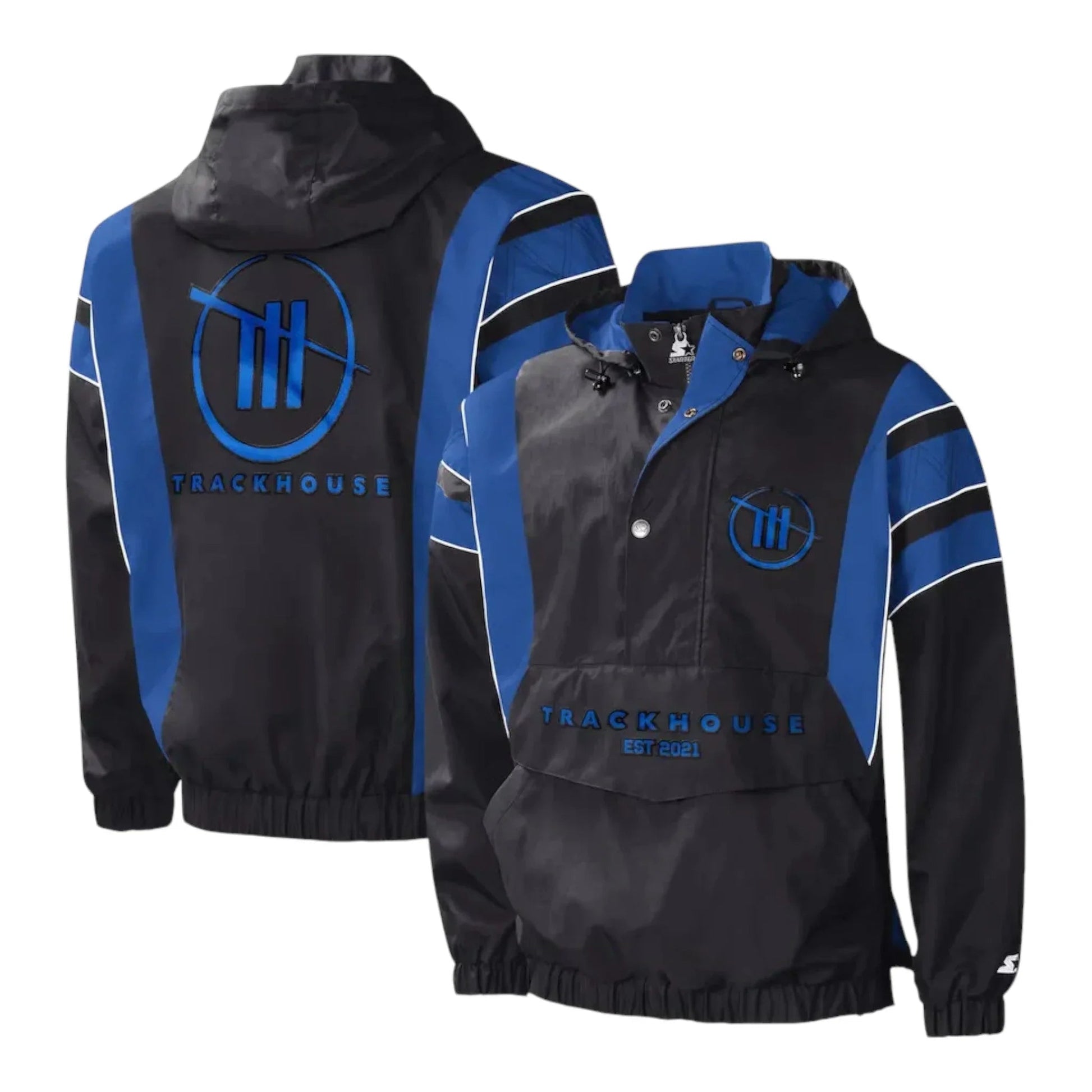 Men's TRACKHOUSE RACING Starter Black/Royal Impact Half-Snap Pullover Jacket