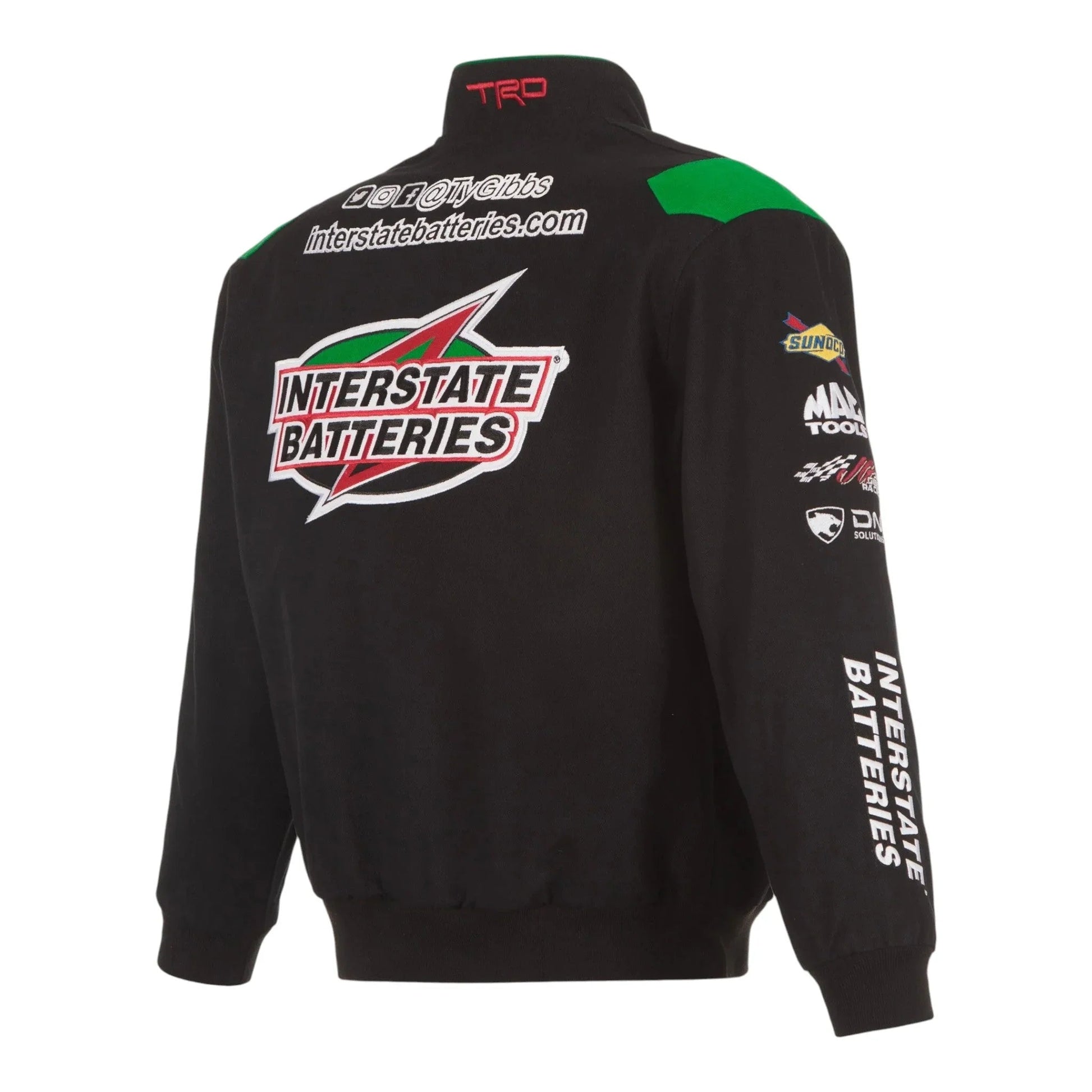 Men's Ty Gibbs JH Design Black Interstate Batteries Twill Uniform Full-Snap Jacket