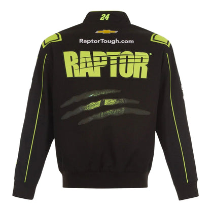 Men's William Byron JH Design Black RAPTOR Twill Driver Uniform Full-Snap Jacket
