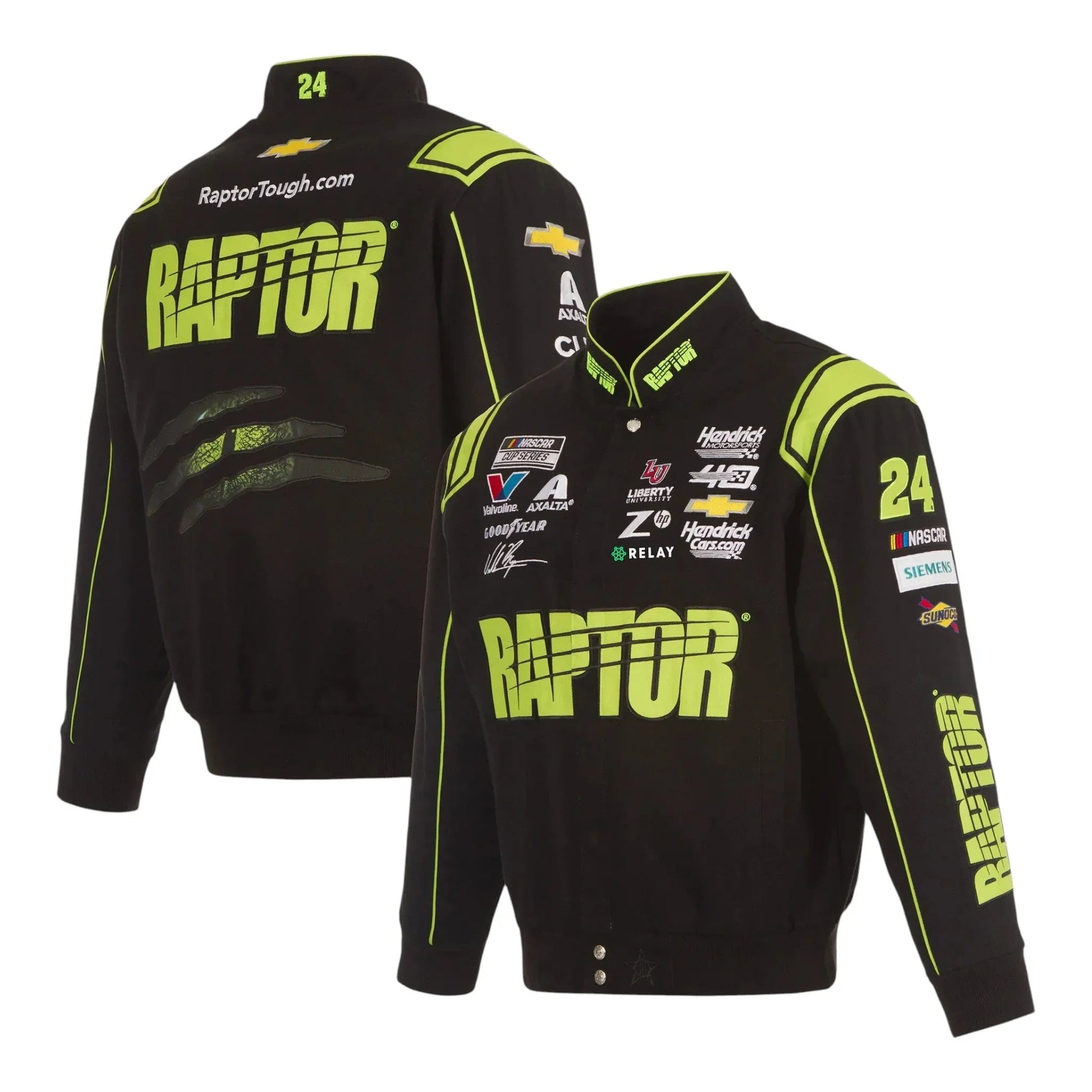 Men's William Byron JH Design Black RAPTOR Twill Driver Uniform Full-Snap Jacket
