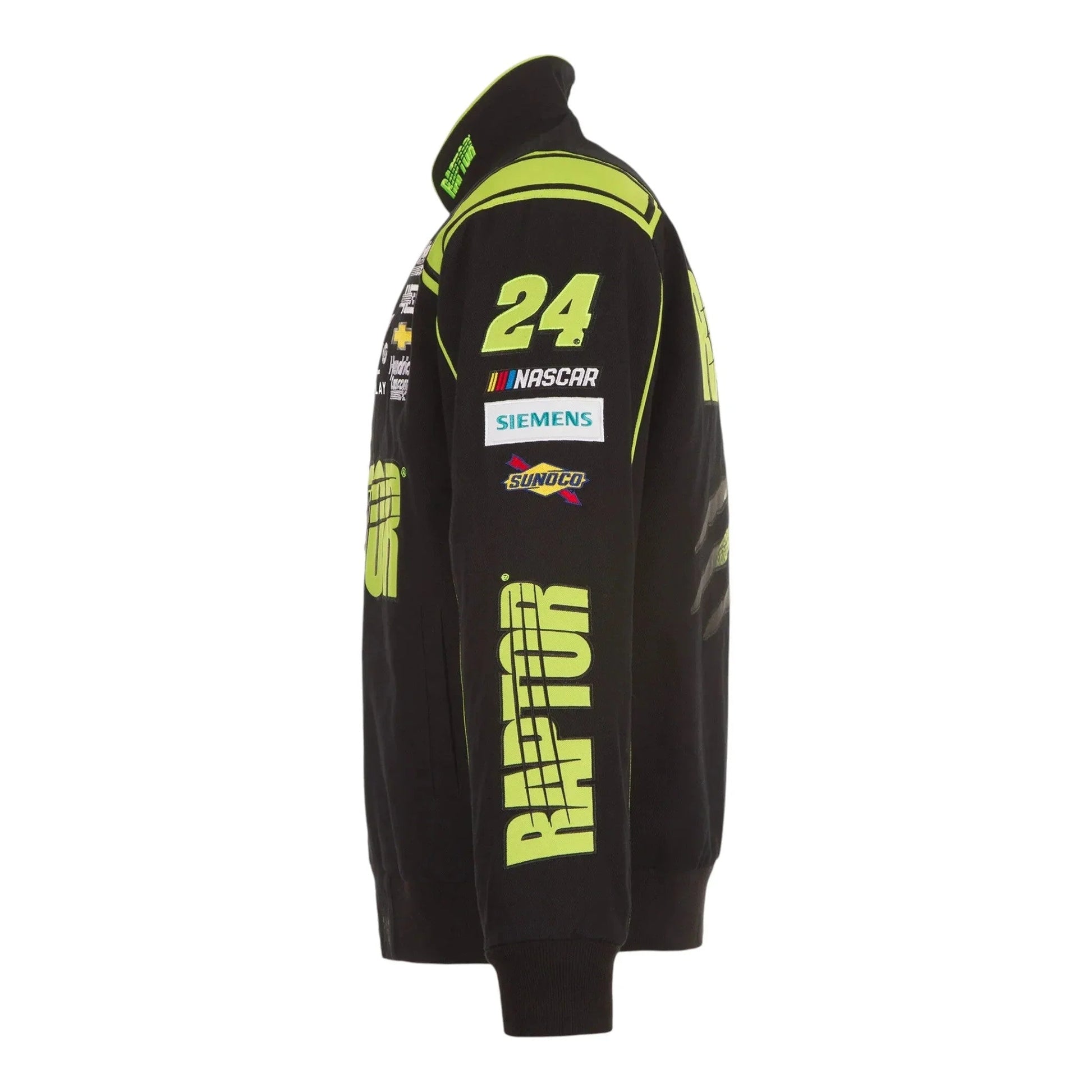 Men's William Byron JH Design Black RAPTOR Twill Driver Uniform Full-Snap Jacket