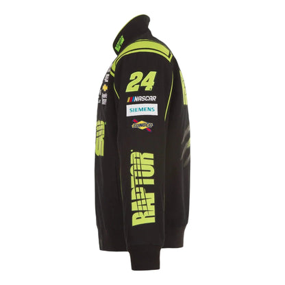 Men's William Byron JH Design Black RAPTOR Twill Driver Uniform Full-Snap Jacket