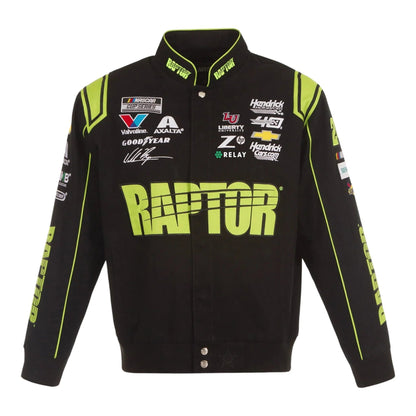 Men's William Byron JH Design Black RAPTOR Twill Driver Uniform Full-Snap Jacket