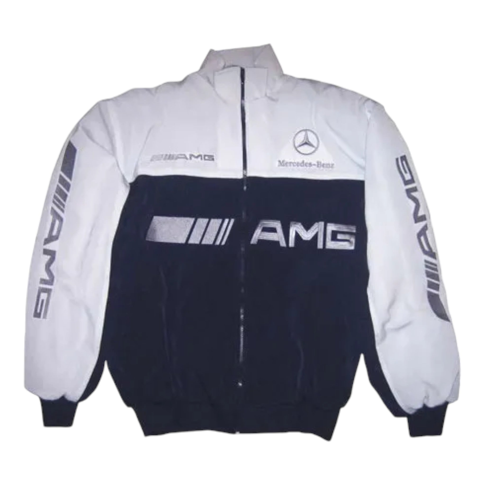 Mercedes Benz AMG Racing Jacket, White & Dark Blue - Vintage F1 Racewear