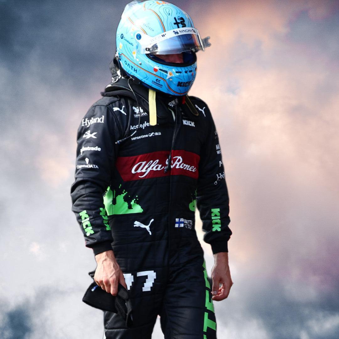NEW VALTTERI BOTTAS 2023 ALFA ROMEO F1 TEAM KICK REPLICA RACE SUIT - BELGIAN GP