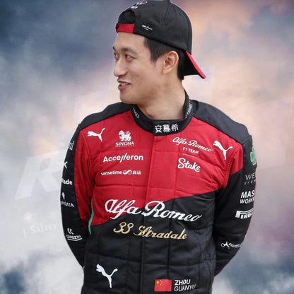 NEW ZHOU GUANYU 2023 ALFA ROMEO F1 TEAM STAKE RACE SUIT - ITALIAN GP