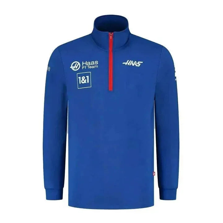 Haas Racing F1 2022 Men's Team Fitted 1/4 Zip Sweatshirt - F1 Vintage Racewear