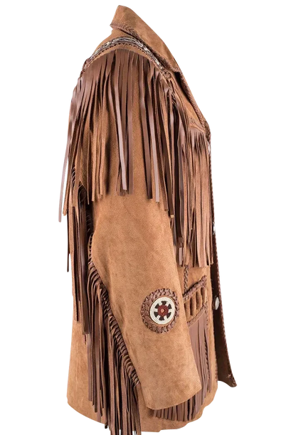 Scully Bead Trimmed Boar Suede Coat - Brown