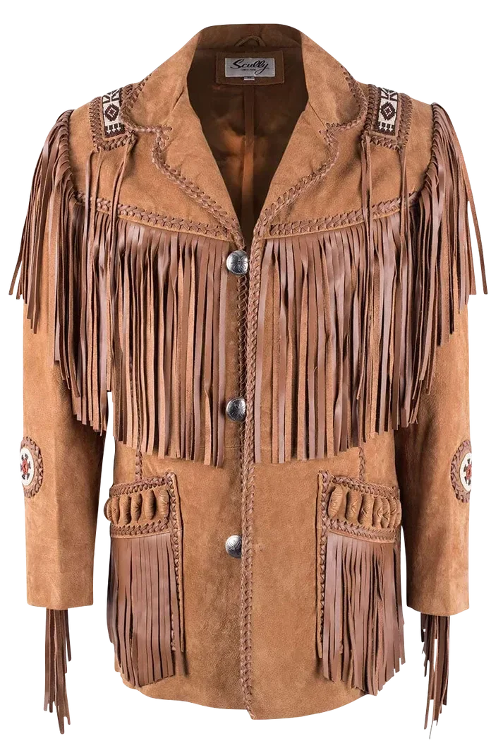 Scully Bead Trimmed Boar Suede Coat - Brown