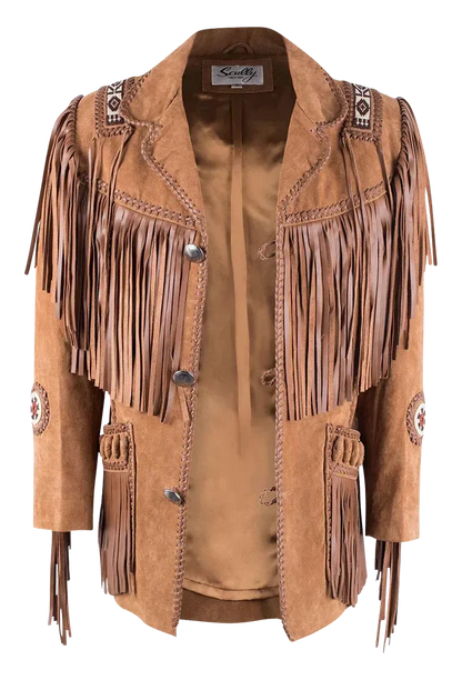 Scully Bead Trimmed Boar Suede Coat - Brown