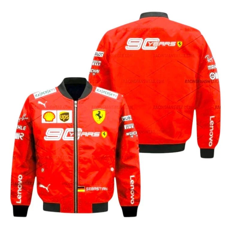 Sebastian Vettel 2019 Formula One Ferrari Vintage Bomber Jacket - 90 Years