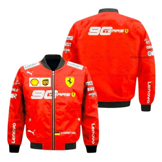 Sebastian Vettel 2019 Formula One Ferrari Vintage Bomber Jacket - 90 Years
