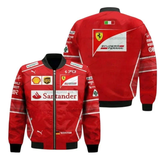 Sebastian Vettel Formula One Racing 2017 Scuderia Ferrari Vintage Bomber Jacket