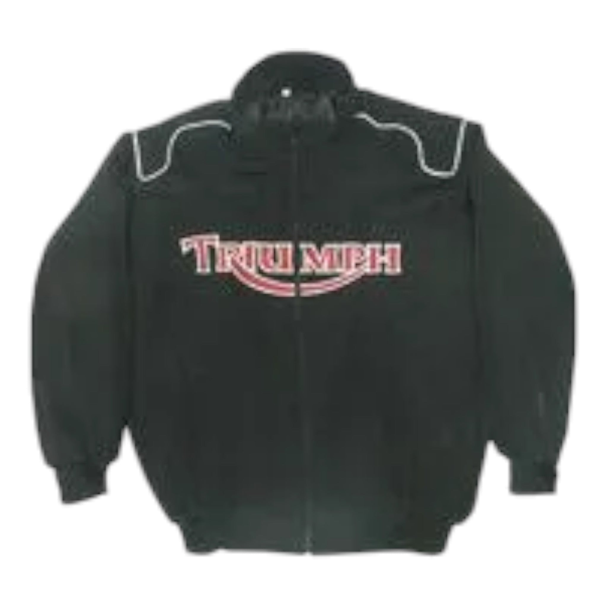 Triumph Motorcycle Jacket Black with Red Embroidery - Vintage F1 Racewear