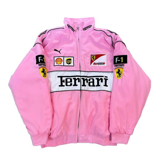 Vintage Pink Ferrari F1 Racing Jacket