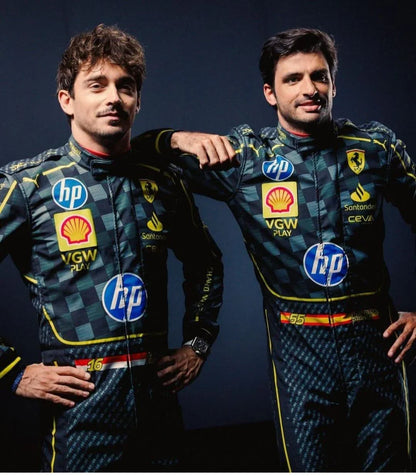 2024 Charles Leclerc HP Italian Grand Prix F1 Race Suit - F1 Vintage Racewear