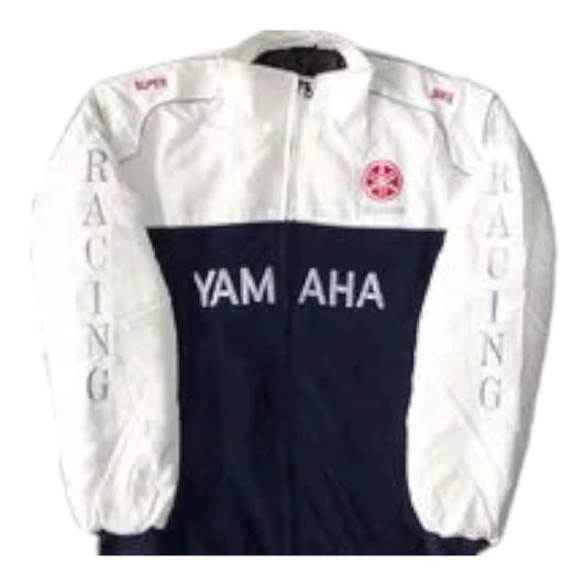 Yamaha Motorcycle Jacket White and Dark Blue - F1 Vintage Racewear