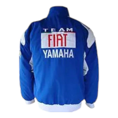Yamaha Team Fiat Motorcycle Jacket White and Royal Blue - F1 Vintage Racewear