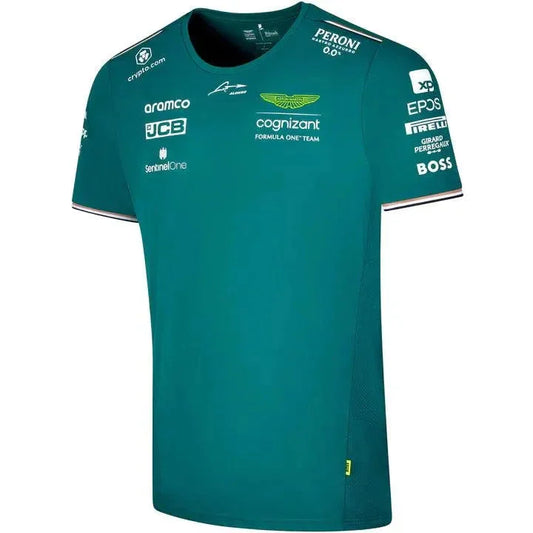 Aston Martin Cognizant F1 2023 Men's Fernando Alonso Team T-Shirt- Green - F1 Vintage Racewear
